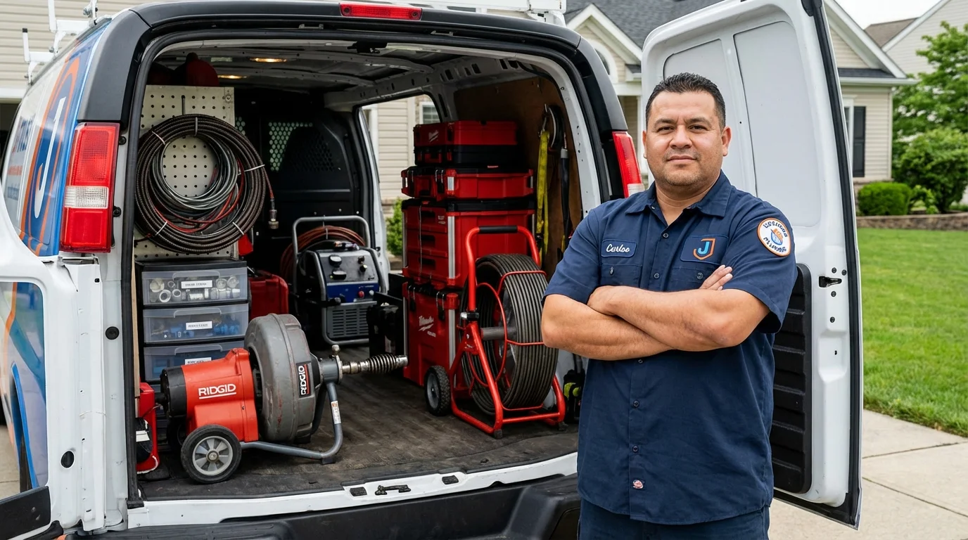 Professional drain cleaning equipment and Johns Plumbing LLC plumber in Rockport